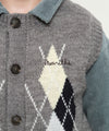 Marithé François Girbaud Kids Argyle Knit Vest Heather Gray