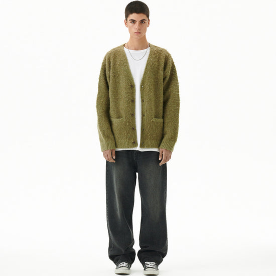 Mahagrid Mixed Hairy Knit Cardigan