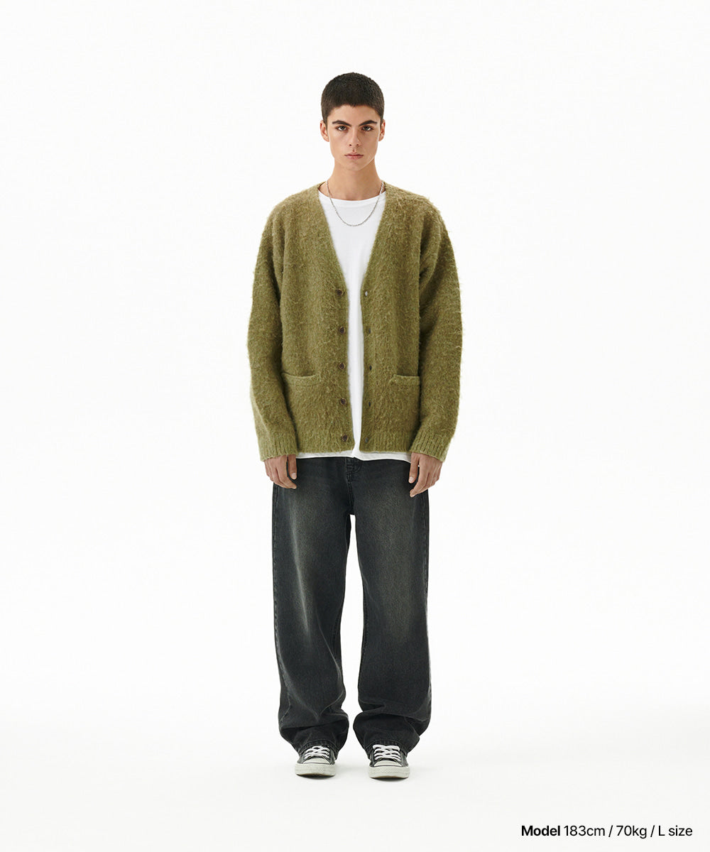 Mahagrid Mixed Hairy Knit Cardigan