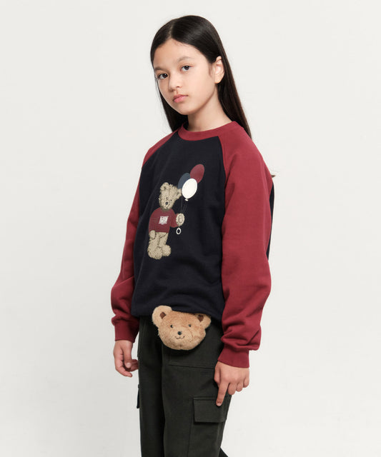 Marithé François Girbaud Kids Balloon Doodle Bear Raglan Sweatshirt Burgundy