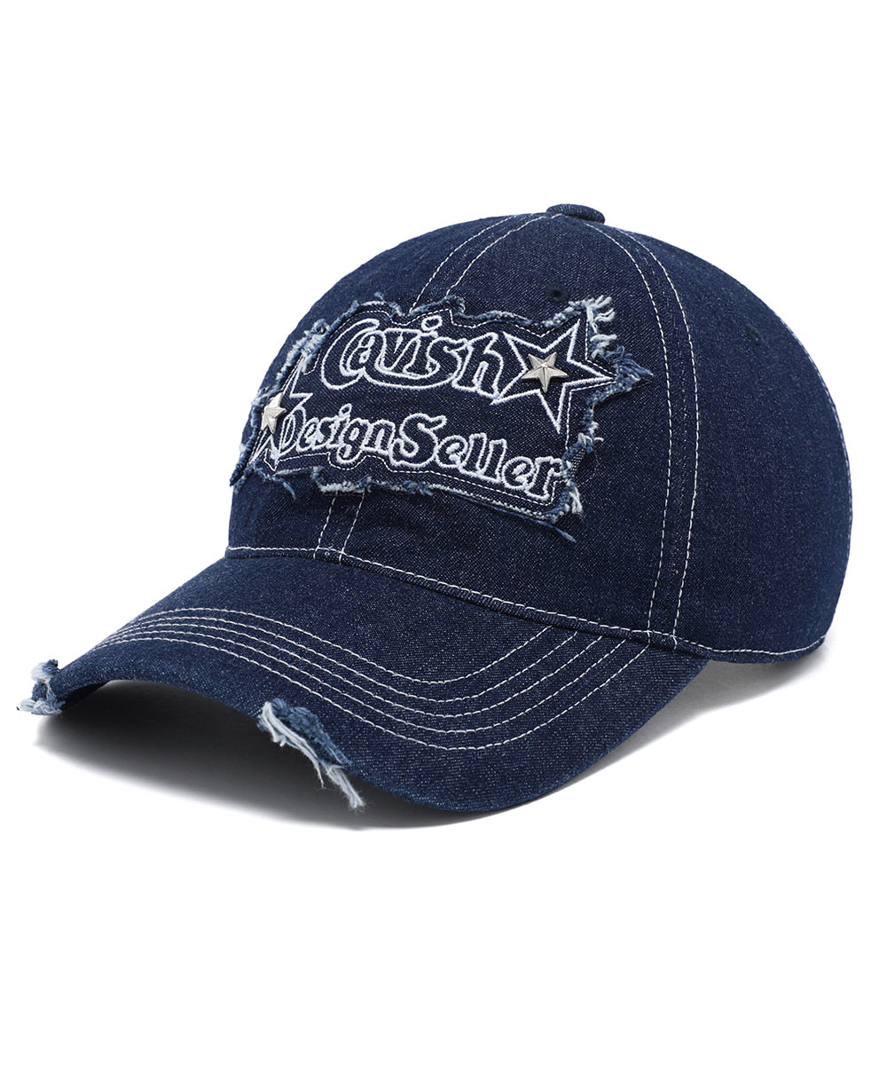Cavish Rawcut Stud Denim Cap