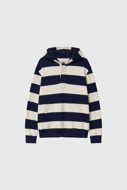 General Idea UNISEX Open Button Stripe Hoodie