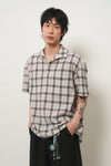General Idea MAN Seersucker Open Collar Check Half Shirt
