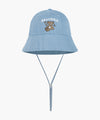 Marithé François Girbaud Kids Bear Embroidery Round Bucket Hat Light Blue