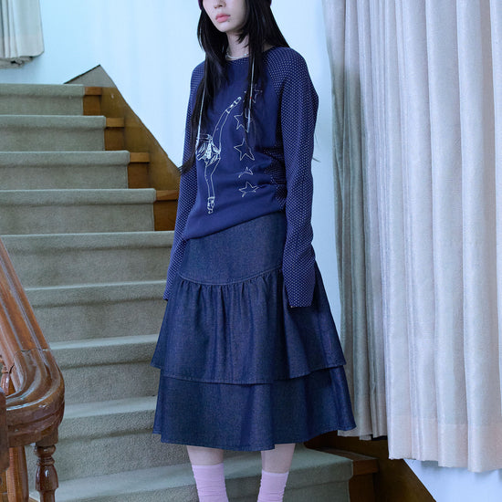 Nice Ghost Club Lowrise Shirring Denim Skirt