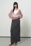 General Idea RUPITA PICK WOMAN DEEP V-NECK SHEER KNIT PULLOVER IN ASH PINK