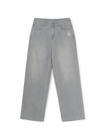 MLB Women's Basic Small Logo Summer Tencel Wide Denim Pants
