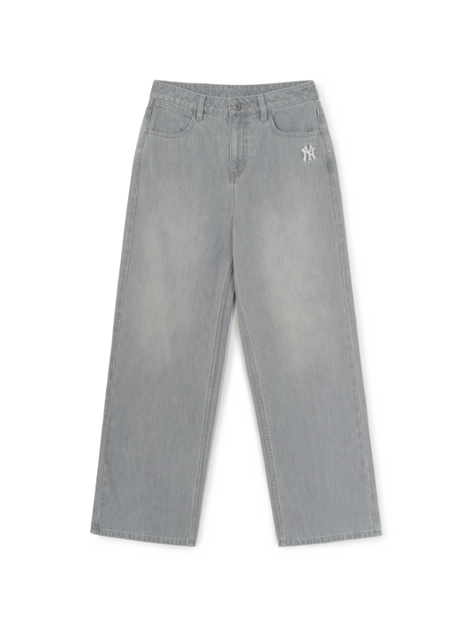 MLB Women's Basic Small Logo Summer Tencel Wide Denim Pants
