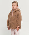 Marithé François Girbaud Kids Classic Logo Fleece Hoodie Zip-Up Ivory
