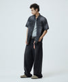Mahagrid Denim Stud Half Shirt [Black]
