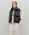 Marithé François Girbaud W Circle Logo Crop Hooded Down Vest Mint Gray