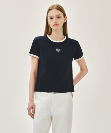Marithé François Girbaud [L 사이즈 6/19 예약발송] W CLASSIC LOGO RINGER TEE navy