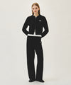 Marithé François Girbaud W SMALL CLASSIC LOGO CROP KNIT HOODIE ZIPUP black
