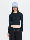 MLB Women's Basic Slim Ribbed Crop Long Sleeve T-Shirts