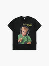 ADLV Headset Boy Lettering Baby Face Short Sleeve T-Shirt