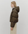 Marithé François Girbaud W Regular Logo Hooded Crop Down Jacket Black