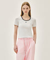 Marithé François Girbaud W DEEP NECK RINGER TEE
