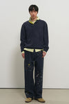 General Idea [XXL Exclusive] Unisex Color-Block Collar Henry Neck Knit [Light Blue]