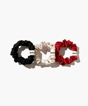 Marithé François Girbaud Regular Logo Satin Hair Scrunchie 3-Pack Mix