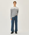 Marithé François Girbaud M HIGH STRAIGHT STRIPE DENIM PANTS BLUE