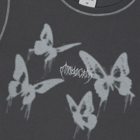 Mahagrid Pigment Butterfly Goth Crop Tee