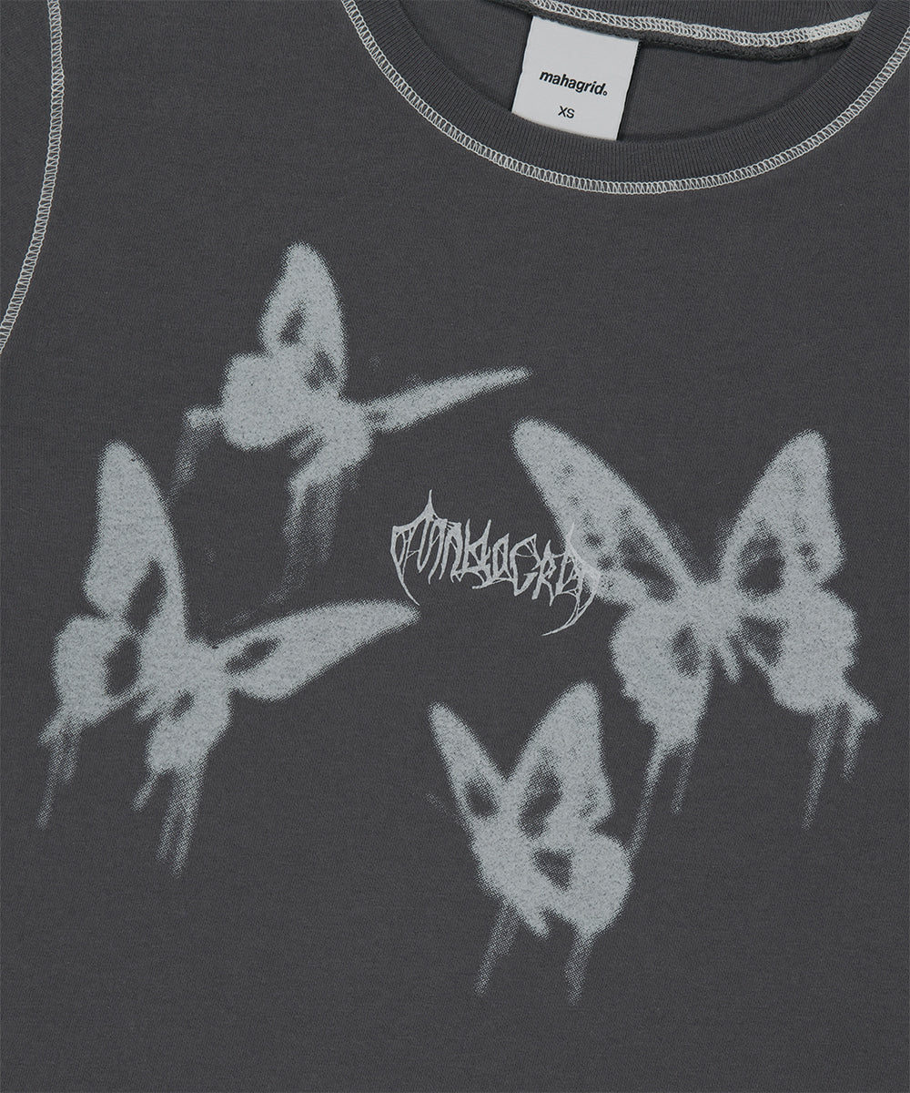 Mahagrid Pigment Butterfly Goth Crop Tee
