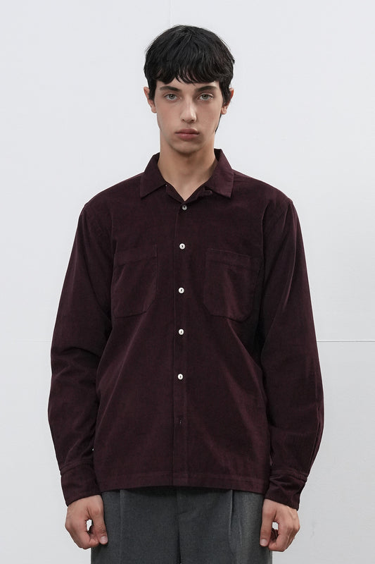 General Idea Unisex Slim Fit Corduroy Open Collar Shirt