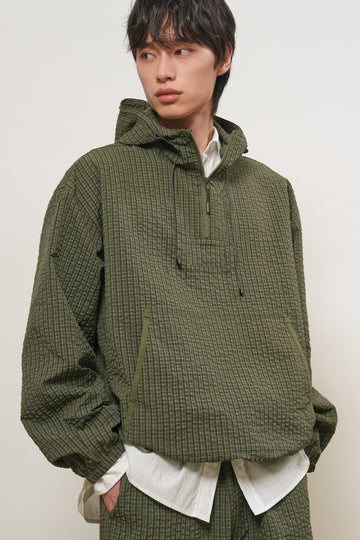 General Idea UNISEX Seersucker Check Hood Anorak