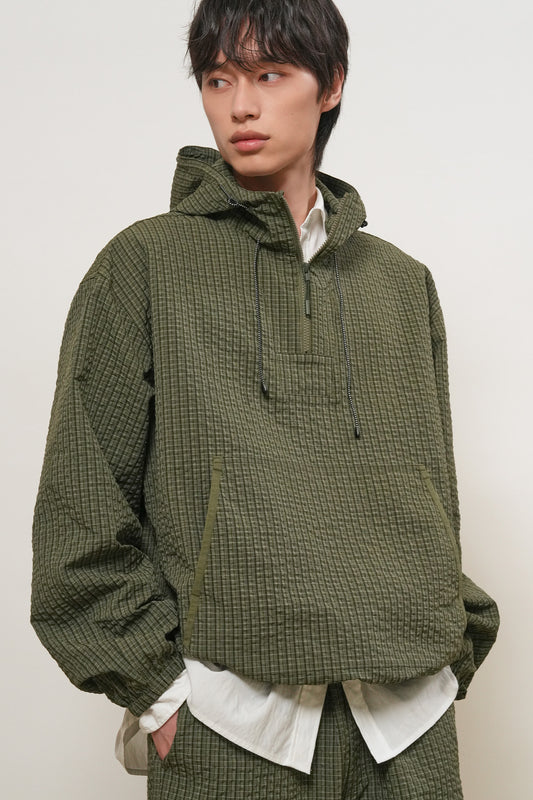 General Idea UNISEX Seersucker Check Hood Anorak
