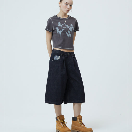 Mahagrid Pigment Butterfly Goth Crop Tee