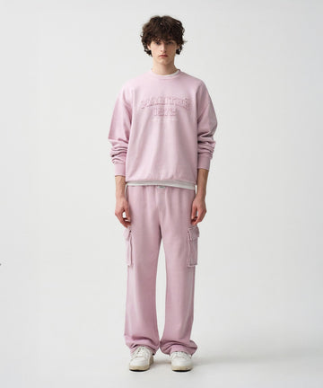 Marithé François Girbaud Vintage Dyeing Appliqué Logo Cargo Sweatpants Dark Pink