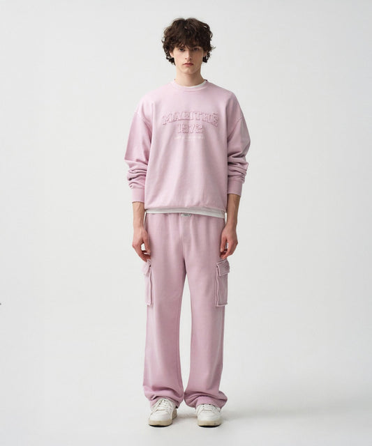 Marithé François Girbaud Vintage Dyeing Appliqué Logo Cargo Sweatpants Dark Pink