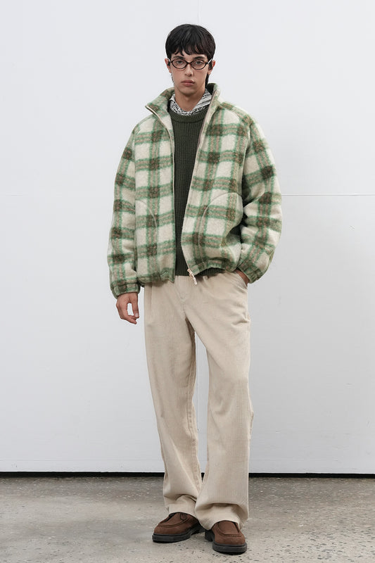 General Idea UNISEX Warm Check Fleece Zip-Up Jumper