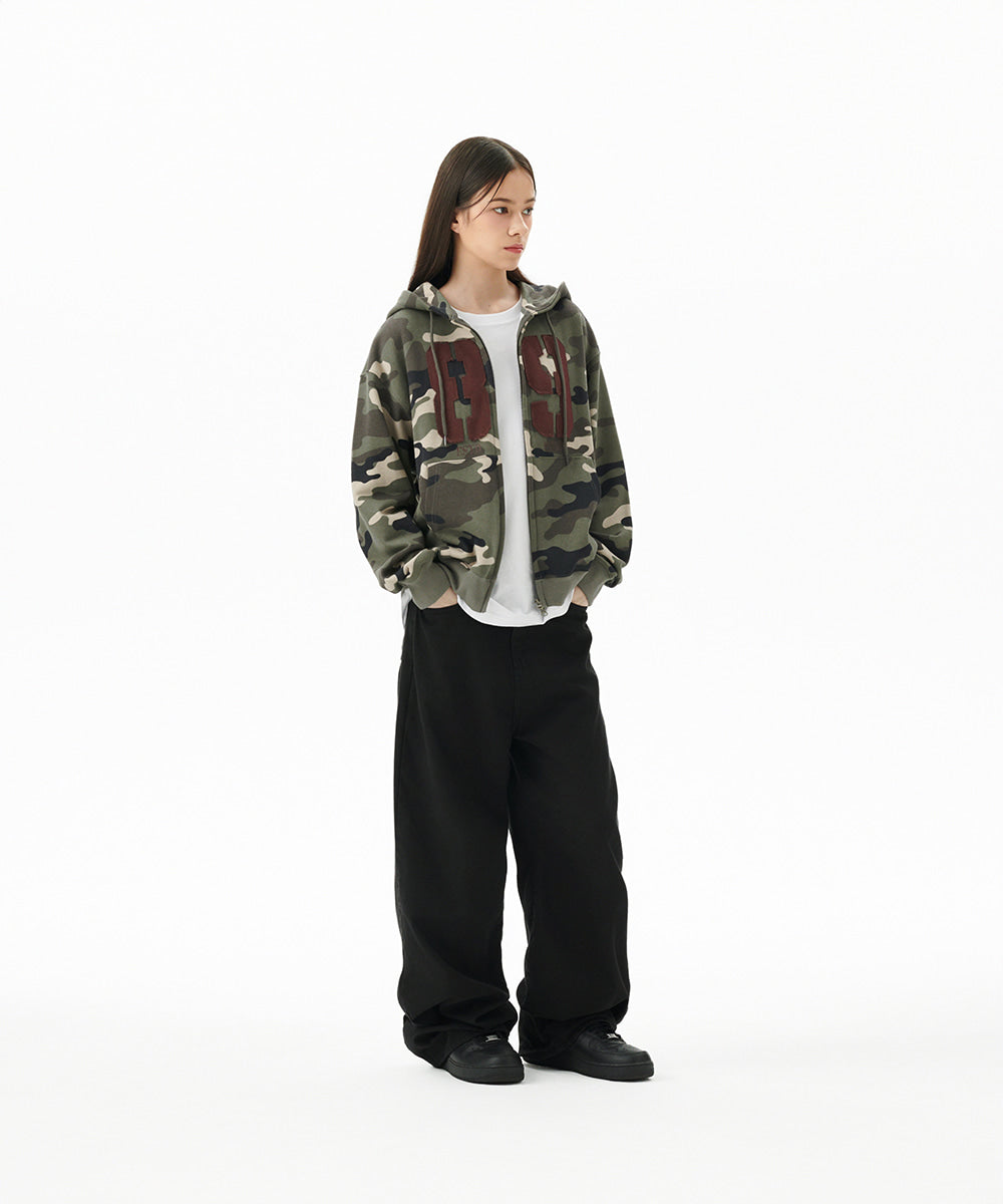 Mahagrid Camo Applique Zip Up Hoodie