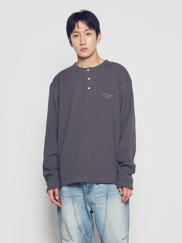 ADLV ADLV Henley Neck Waffle Long Sleeve T-Shirt