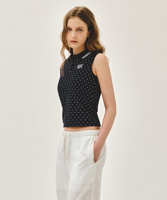 Marithé François Girbaud W SMALL CLASSIC LOGO PK COLLAR SLEEVELESS dot