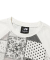 Nice Ghost Club Patchwork Quilted Printed 3/4 Sleeve Tee
