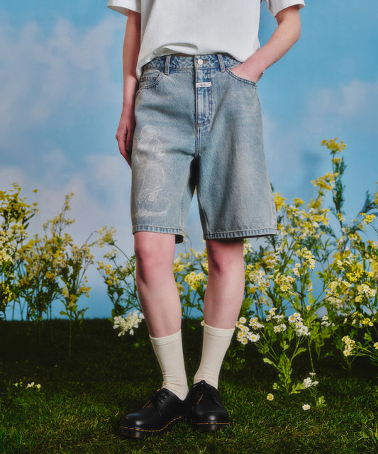 Marithé François Girbaud [MARITHE_DISNEY] MICKEY_W BERMUDA DENIM PANTS light blue