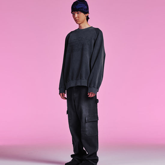 Nice Ghost Club Logo Pigment Sweatshirts [Charcoal]