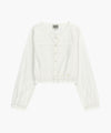 Marithé François Girbaud W LACE SHIRRING CROP BLOUSE white