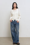 General Idea WOMAN Bouclé Punching Ruffle Cardigan [IVORY]