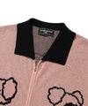 Nice Ghost Club Juggling Skeletons Half Knit Zip Up Polo [Pink]