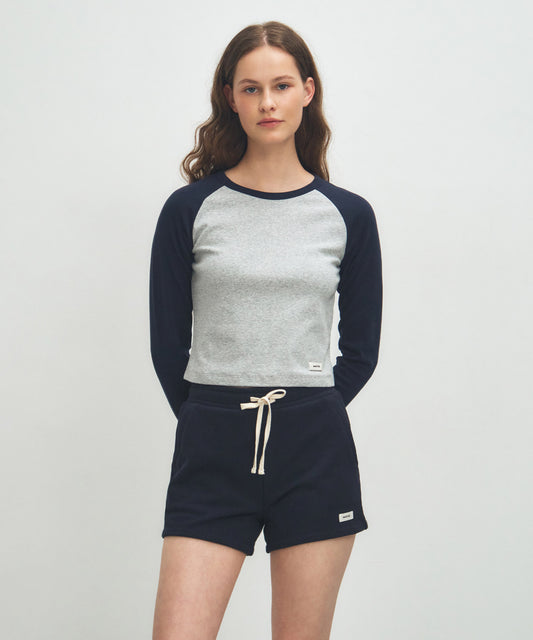 Marithé François Girbaud W BASIC CROP LONG SLEEVE heather gray