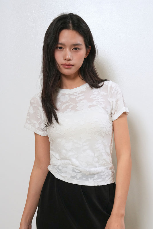 General Idea WOMAN Floral Sheer Short Sleeve T-Shirt