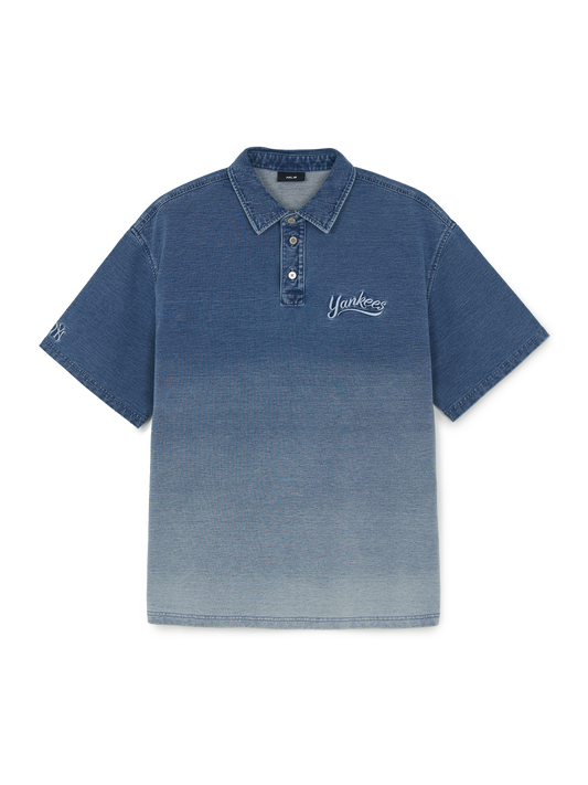 MLB Basic Small Logo Stretched Denim Polo Shirt