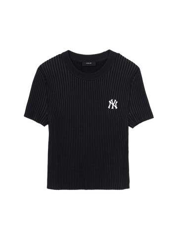 MLB Women's Basic Street Ribbed Short Sleeve Knit Pullover