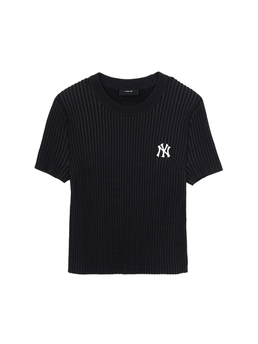 MLB Women's Basic Street Ribbed Short Sleeve Knit Pullover