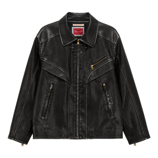 Bitter Cells Vintage Washing Leather Jacket - Black