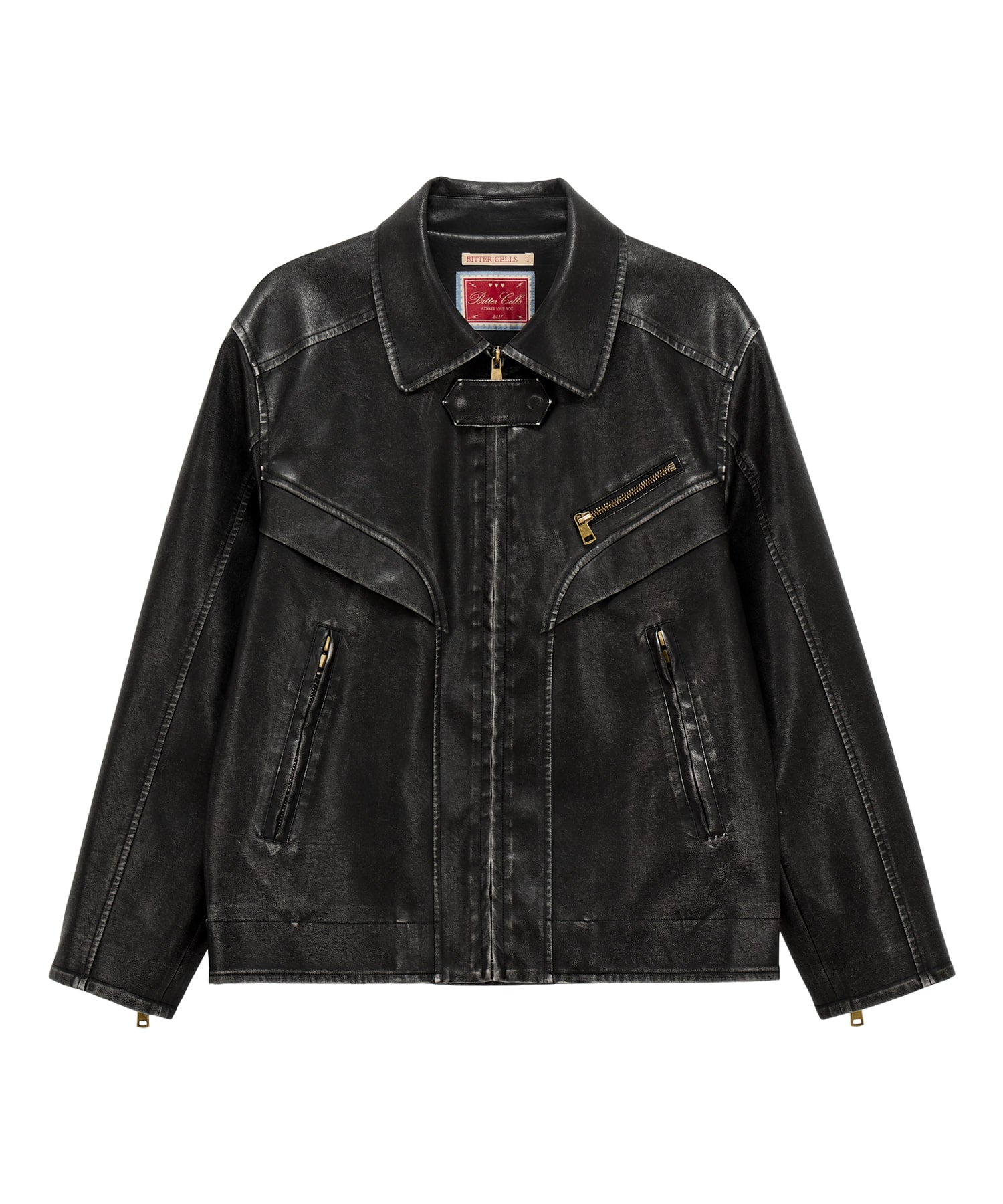 Bitter Cells Vintage Washing Leather Jacket - Black