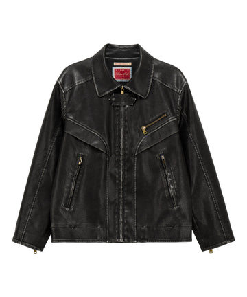 Bitter Cells Vintage Washing Leather Jacket - Black